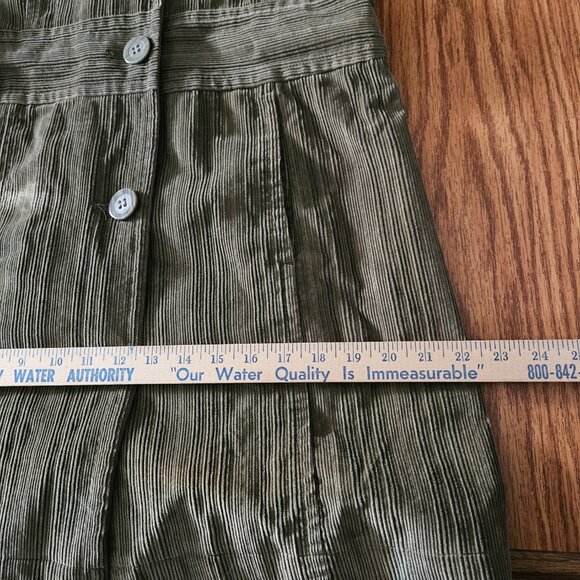 J Jill Coat Womens SM Green Corduroy Button Up Long Lined Jacket Chore Outdoor - Picture 10 of 10